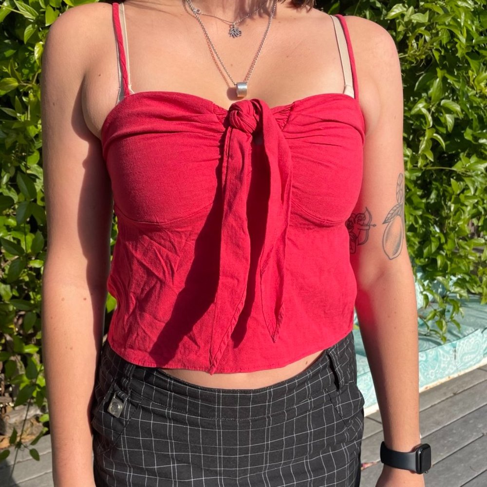 Brandy melville john galt red tie tank top.